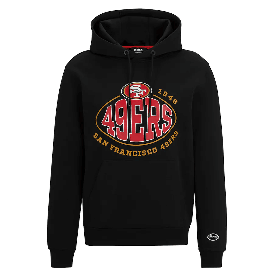 Men's San Francisco 49ers Black BOSS X Touchback Pullover Hoodie Men's San Francisco 49ers Black BOSS X Touchback Pullover Hoodie